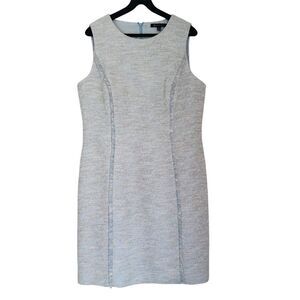 Brooks Brothers Blue White Sheath Midi Career Dress Size 16